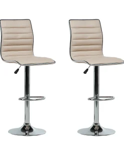 Sæt med 2 barstole LUCERNE Kunstlæder Lys Beige