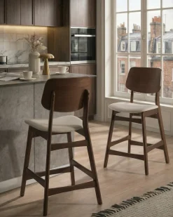 Sæt med 2 barstole MAYER Træ Råhvid/brun