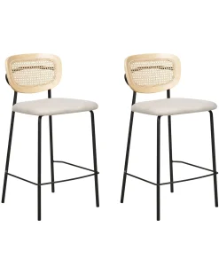 Sæt med 2 barstole MAYETTA Rattan Lys Beige