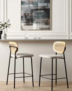 Sæt med 2 barstole MAYETTA Rattan Lys Beige