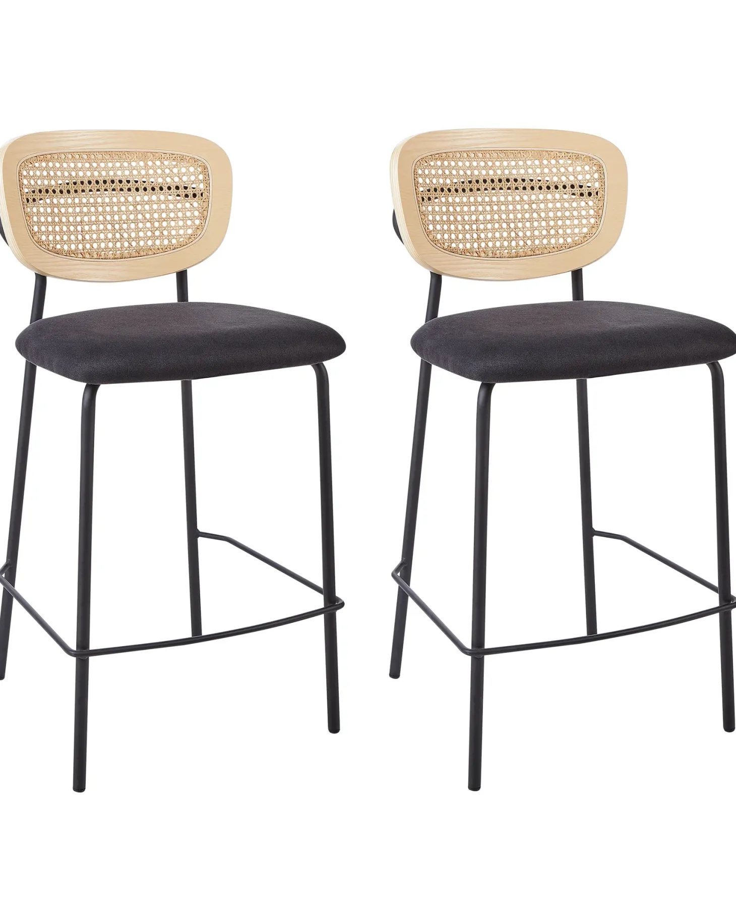 Sæt med 2 barstole MAYETTA Rattan Sort