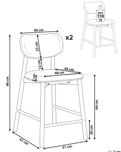 Sæt med 2 barstole MILLS Boucle Brun / Grøn