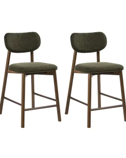 Sæt med 2 barstole MILLS Boucle Brun / Grøn