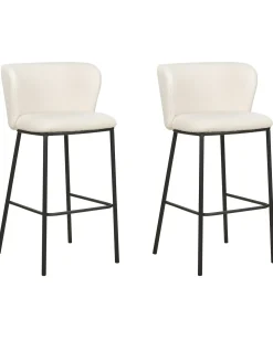 Sæt med 2 barstole MINA Boucle Hvid