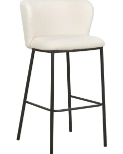 Sæt med 2 barstole MINA Boucle Hvid