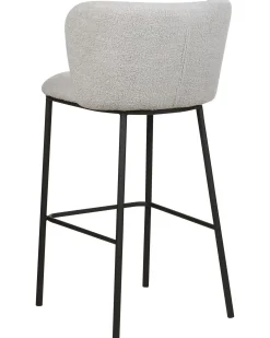 Sæt med 2 barstole MINA Boucle Lysegrå