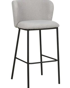 Sæt med 2 barstole MINA Boucle Lysegrå
