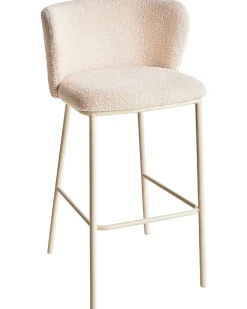 Sæt med 2 barstole MINA II Boucle Lys Beige