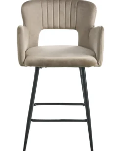 Sæt med 2 barstole SANILAC Velour Brungrå