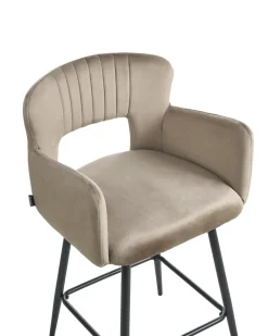Sæt med 2 barstole SANILAC Velour Brungrå