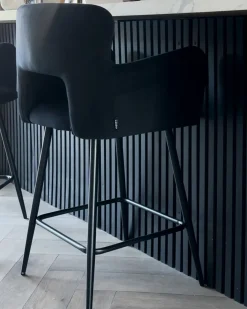 Sæt med 2 barstole SANILAC Velour Sort