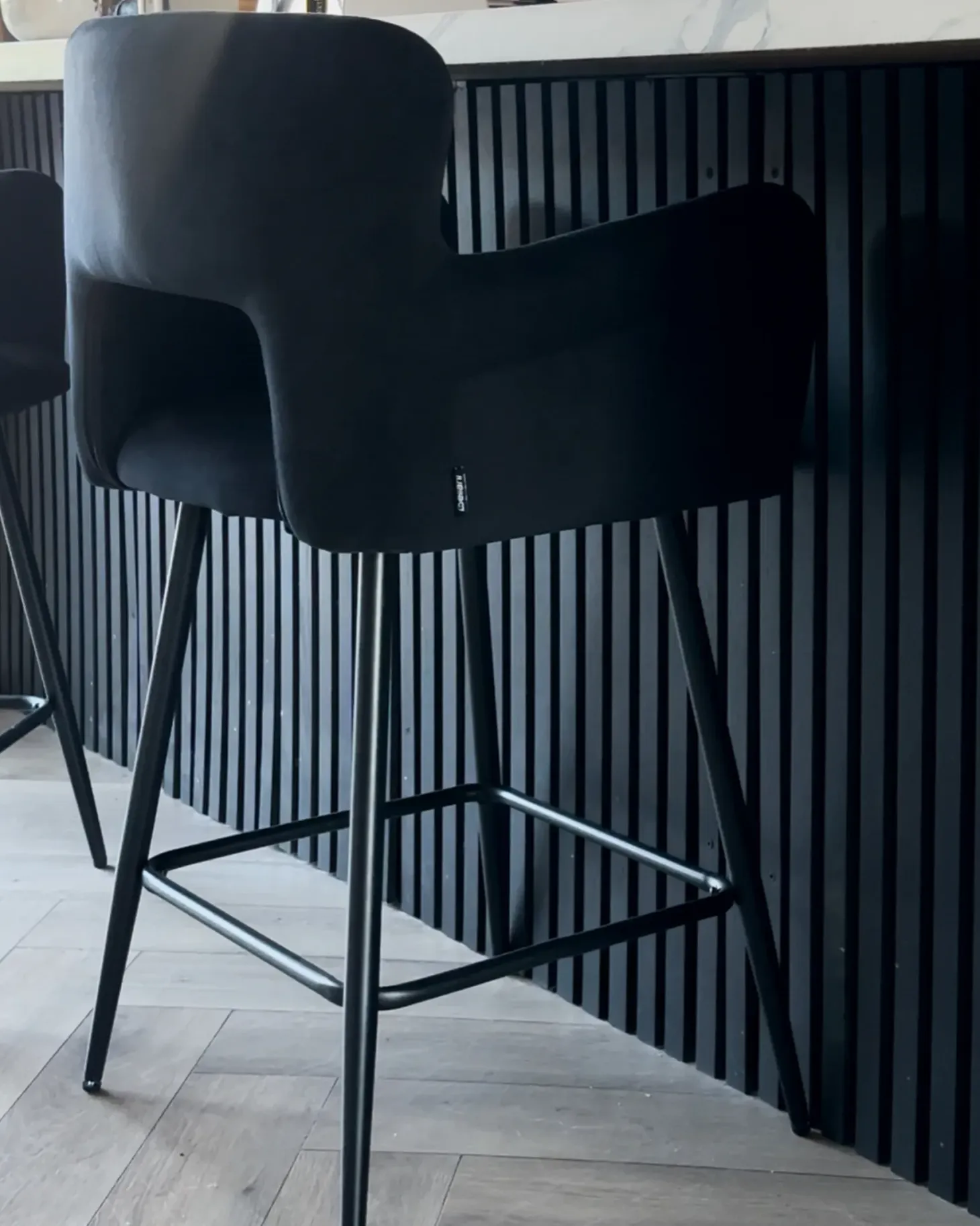 Sæt med 2 barstole SANILAC Velour Sort