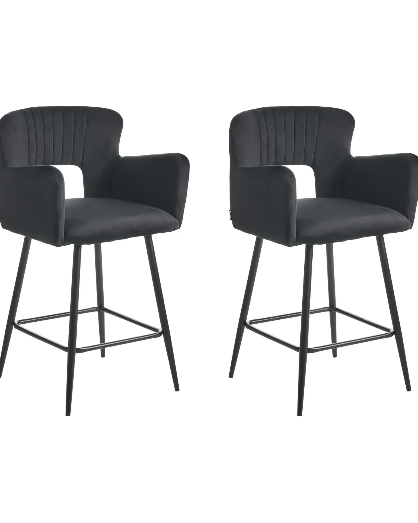 Sæt med 2 barstole SANILAC Velour Sort