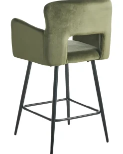 Sæt med 2 barstole SANILAC Velour Olivengrøn