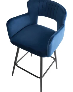 Sæt med 2 barstole SANILAC Velour Navy Blå