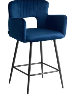 Sæt med 2 barstole SANILAC Velour Navy Blå