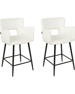 Sæt med 2 barstole SANILAC Velour Hvid