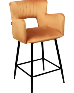 Sæt med 2 barstole SANILAC Velour Orange