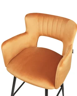 Sæt med 2 barstole SANILAC Velour Orange