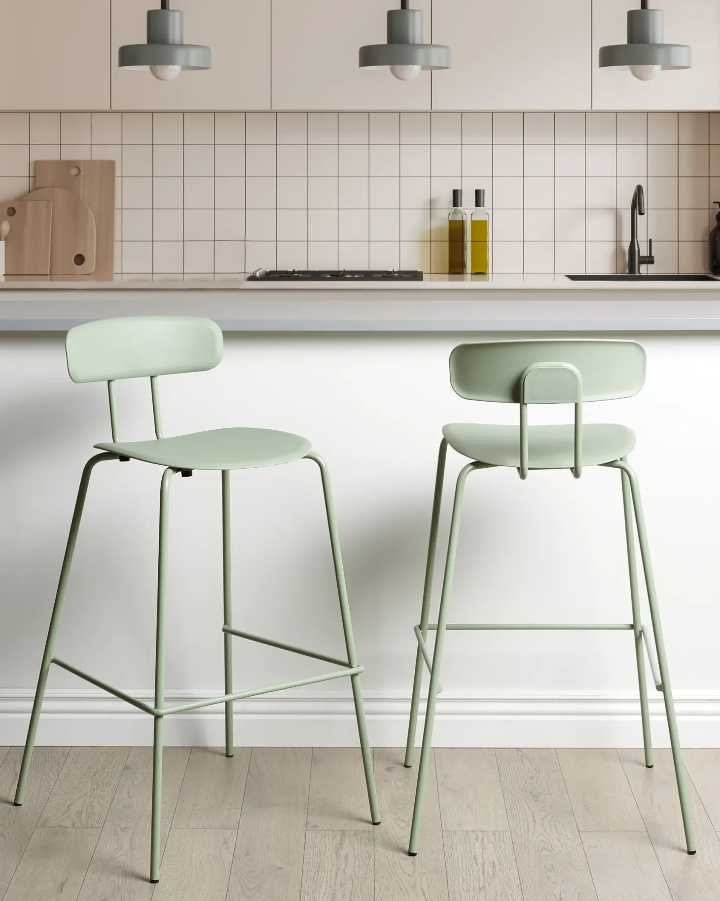 Sæt med 2 barstole SIBLEY Lysegrøn