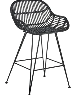 Sæt med 2 barstole TERRELL Rattan Sort