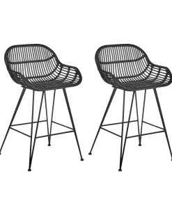 Sæt med 2 barstole TERRELL Rattan Sort