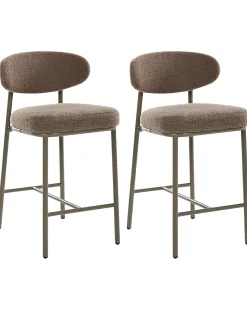 Sæt med 2 barstole UNITY Boucle Brungrå