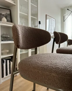 Sæt med 2 barstole UNITY Boucle Brungrå