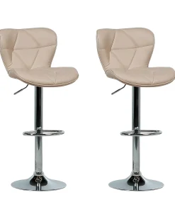 Sæt med 2 barstole VALETTA Kunstlæder Lys Beige