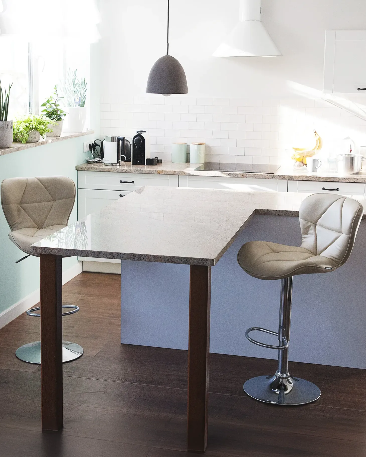 Sæt med 2 barstole VALETTA Kunstlæder Lys Beige