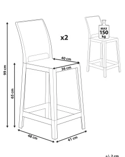 Sæt med 2 barstole WELLINGTON Transparent