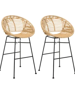 Sæt med 2 barstole WINDOM Rattan Naturlig
