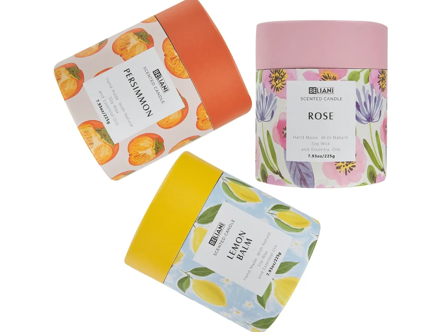 Sæt med 3 duftlys COLORFUL BARREL Soja voks Orientalske noter krydderurter noter Blomster noter