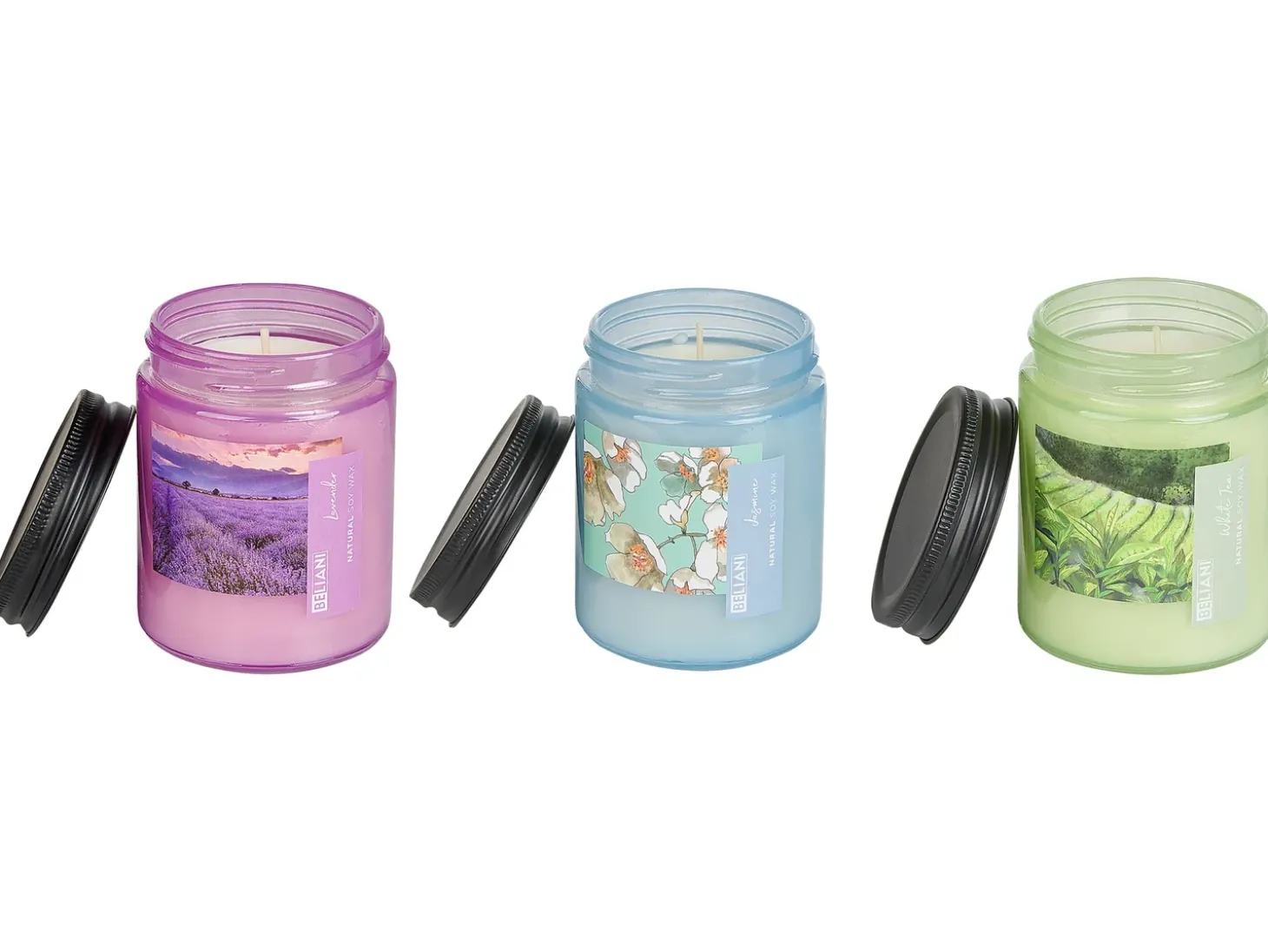 Sæt med 3 duftlys FRUITY BLOOM Soja voks Fresh notes Blomster noter