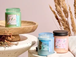 Sæt med 3 duftlys FRUITY BLOOM Soja voks Fresh notes Blomster noter
