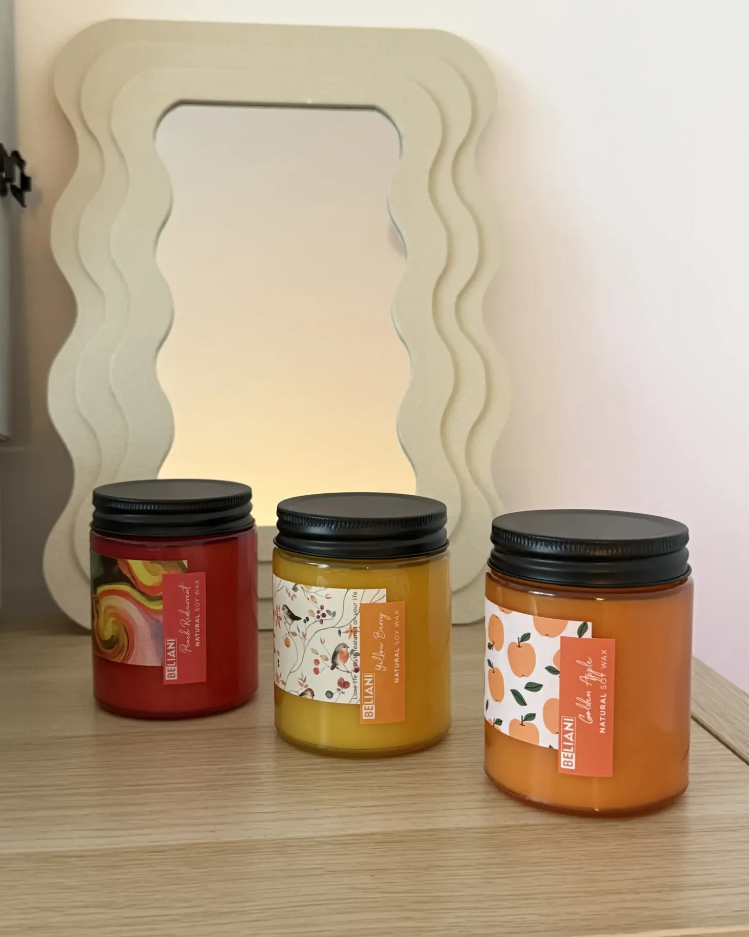 Sæt med 3 duftlys FRUITY BLOOM Soja voks Frugtig noter