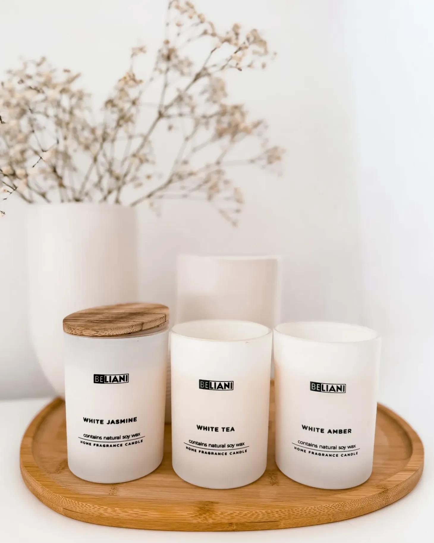 Sæt med 3 duftlys SIMPLICITY Soja voks Fresh notes Blomster noter