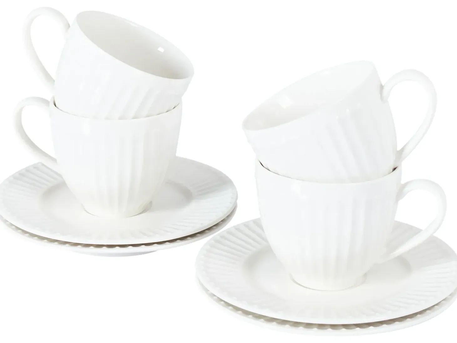Sæt med 4 kopper med underkopper COWSLIP Porcelæn Hvid