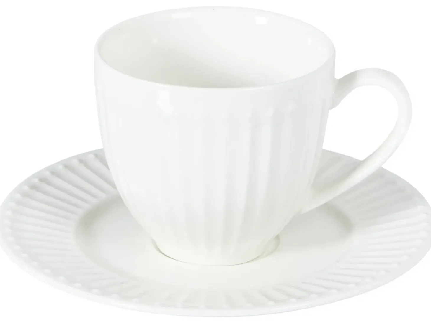 Sæt med 4 kopper med underkopper COWSLIP Porcelæn Hvid