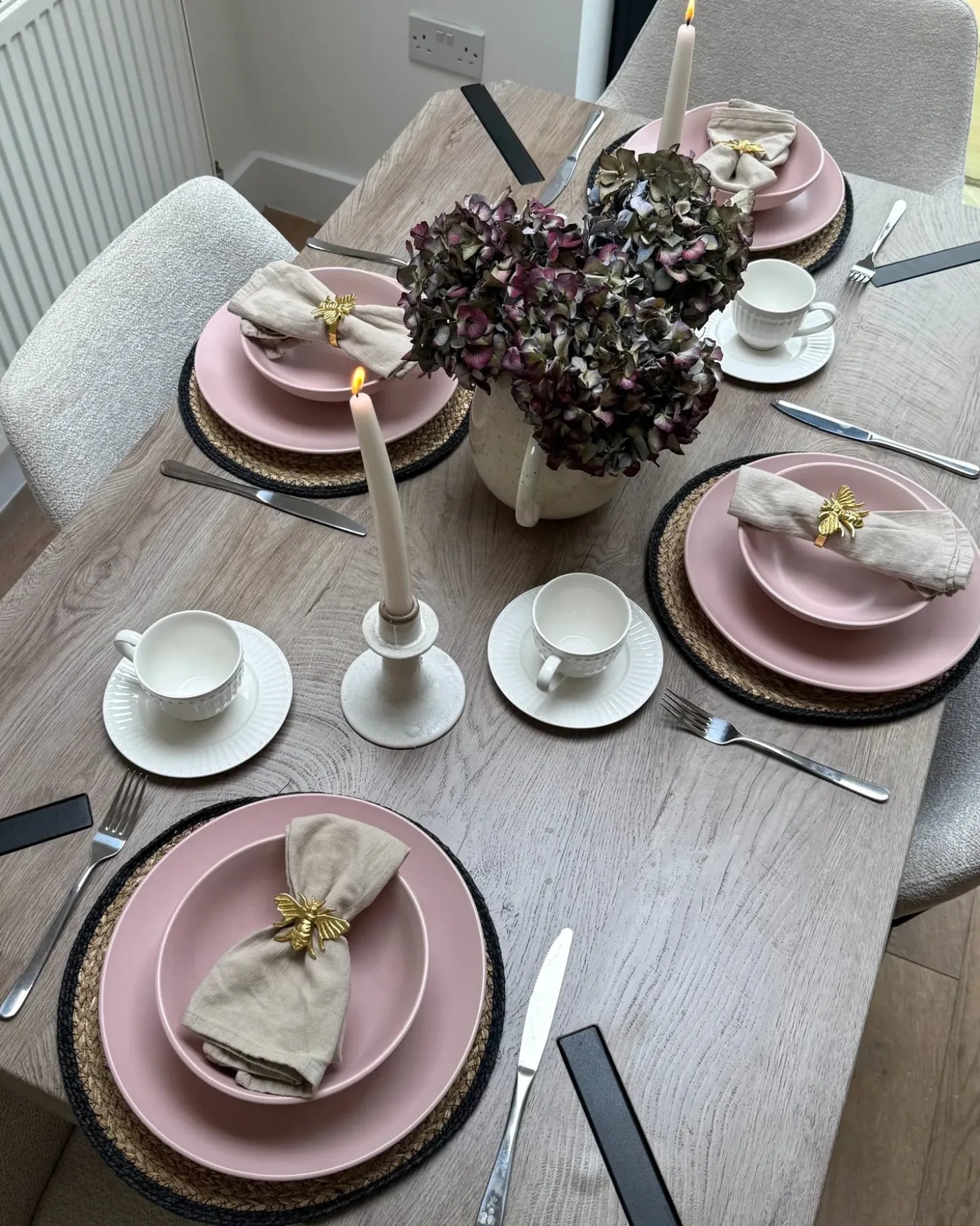 Sæt med 4 kopper med underkopper COWSLIP Porcelæn Hvid