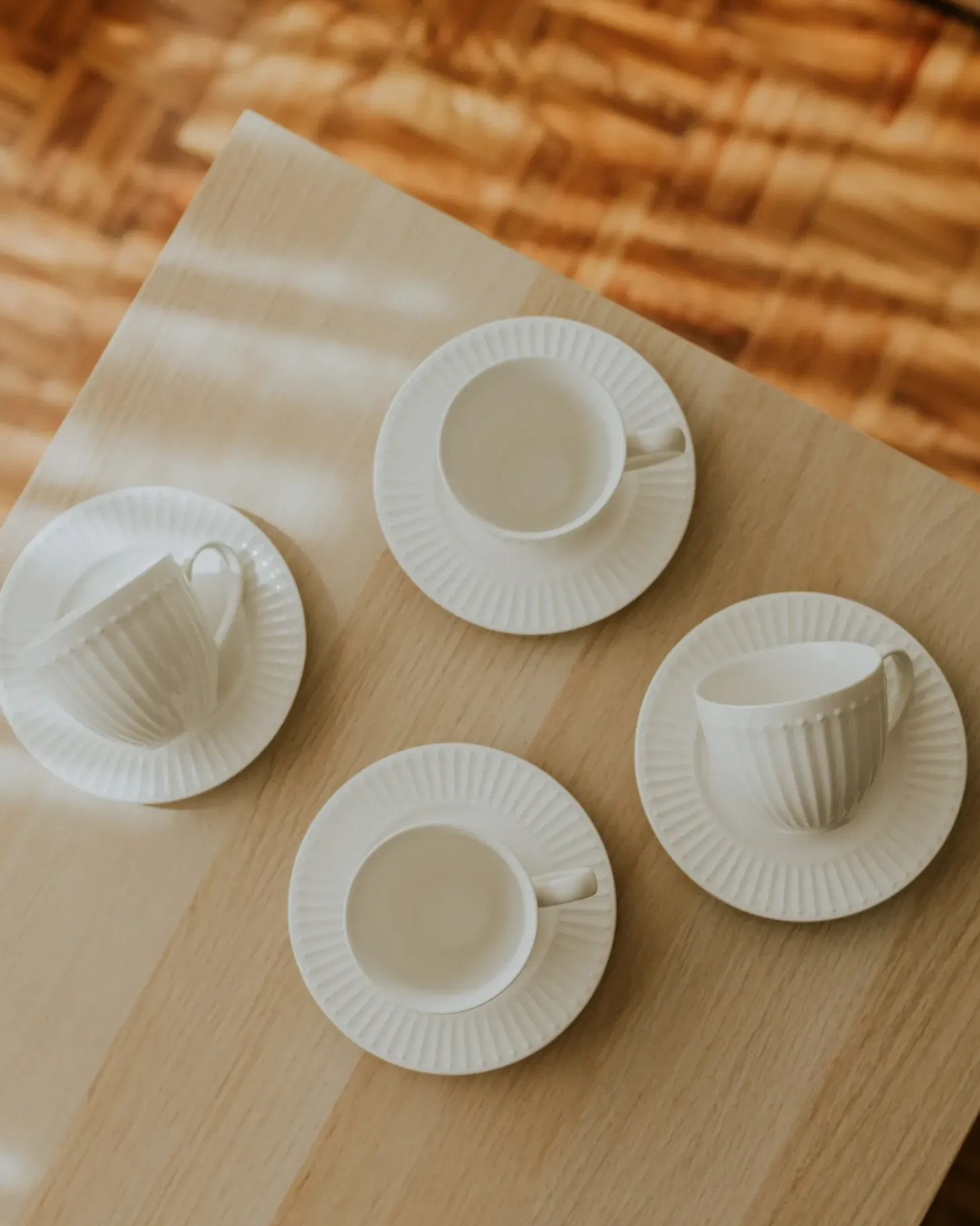 Sæt med 4 kopper med underkopper COWSLIP Porcelæn Hvid
