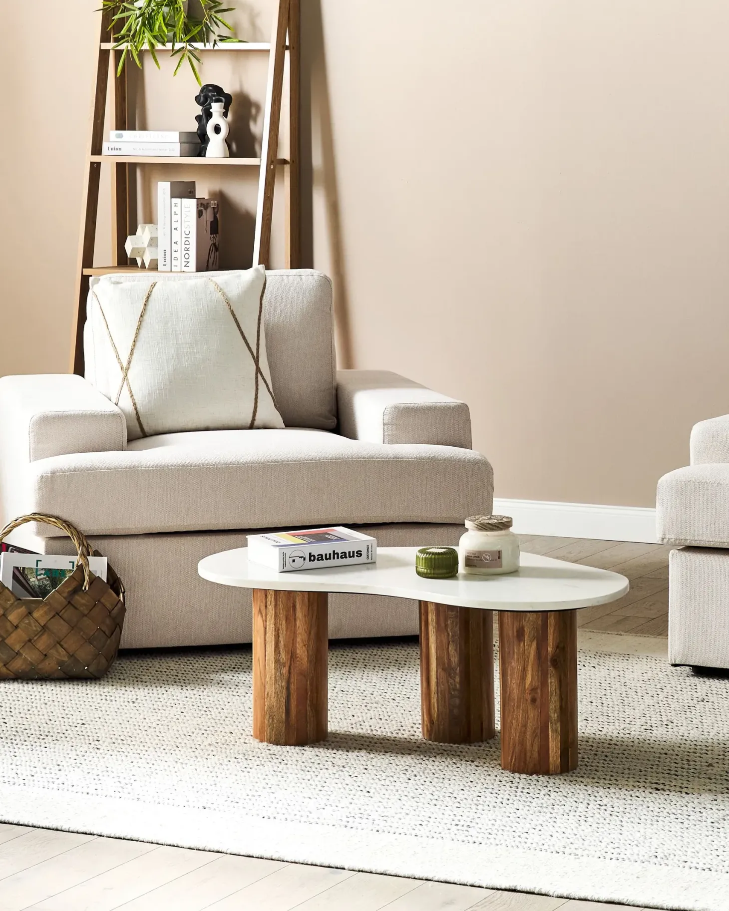 Sæt med 2 lænestole ALLA Lys Beige