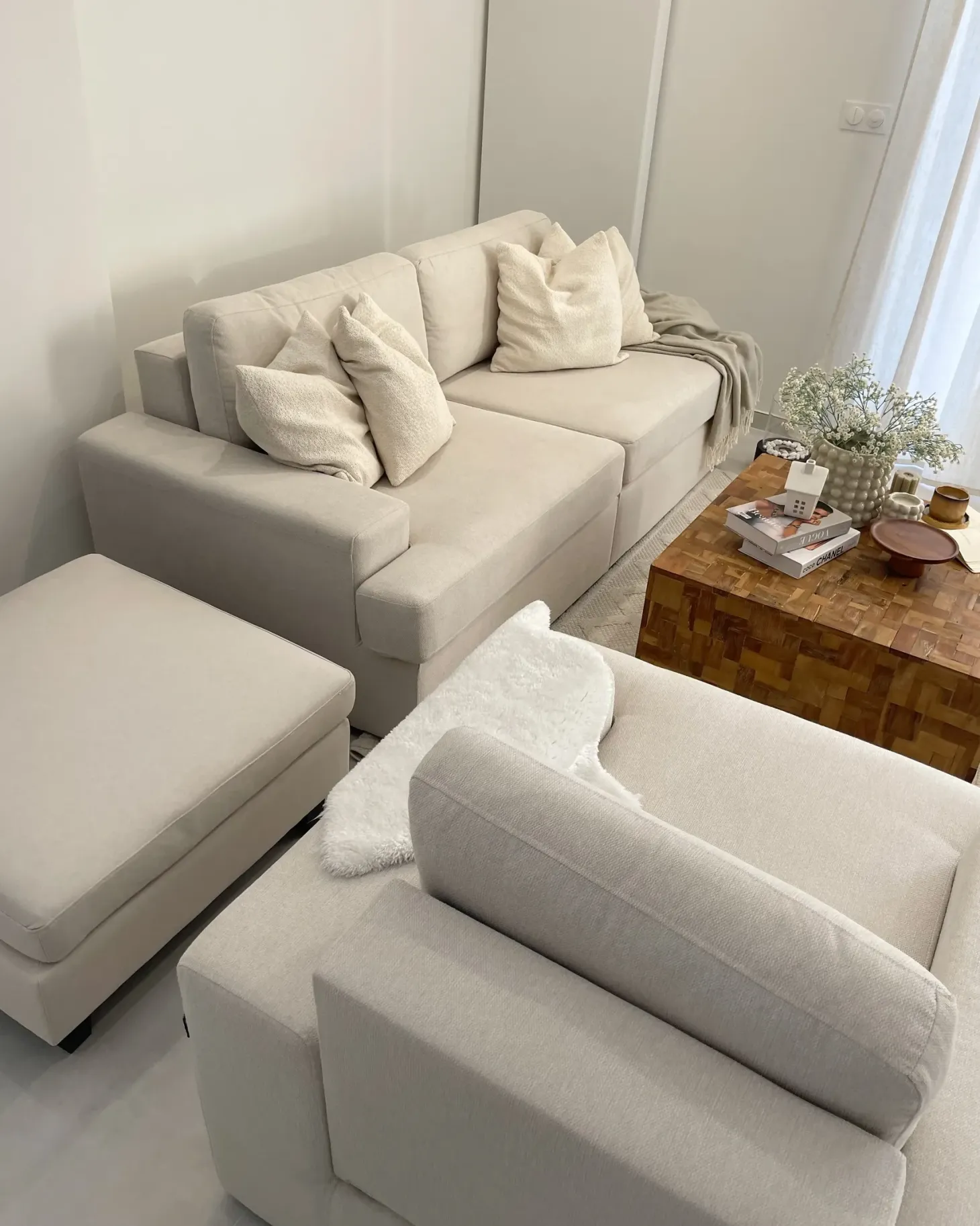 Sæt med 2 lænestole ALLA Lys Beige
