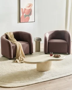 Sæt med 2 lænestole VELTADA Velour Mørkebrun