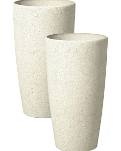 Sæt med 2 plantekrukker ABDERA 31 cm Lys Beige