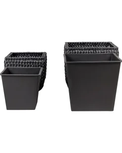 Sæt med 2 plantekrukker BERBERIS 34/45 cm Sort PE-rattan