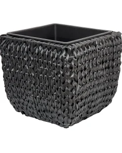 Sæt med 2 plantekrukker BERBERIS 34/45 cm Sort PE-rattan