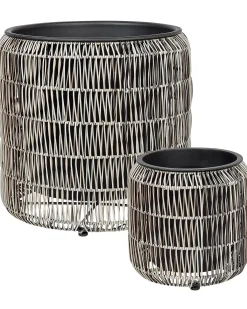 Sæt med 2 plantekrukker BRODIEA 26/45 cm Lysebrun PE-rattan