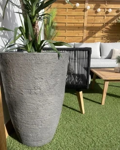 Sæt med 2 plantekrukker CAMIA 51 cm Grå