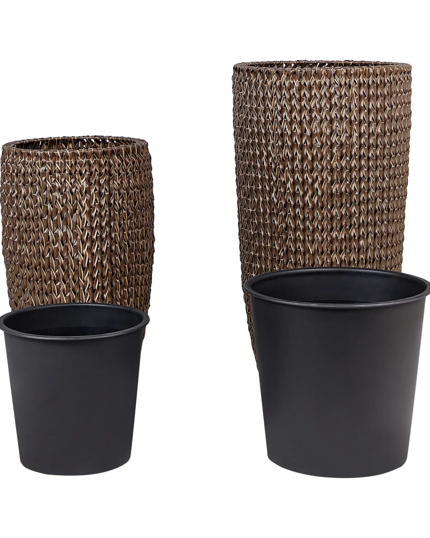 Sæt med 2 plantekrukker CEDRUS 37/45 cm Brun PE-rattan